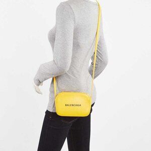 Balenciaga Yellow Calfskin Leather Everyday Camera XS Bag